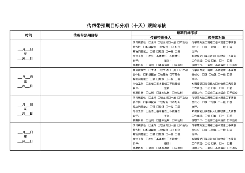 传帮带预期目标分期（十天）跟踪考核.doc_第1页