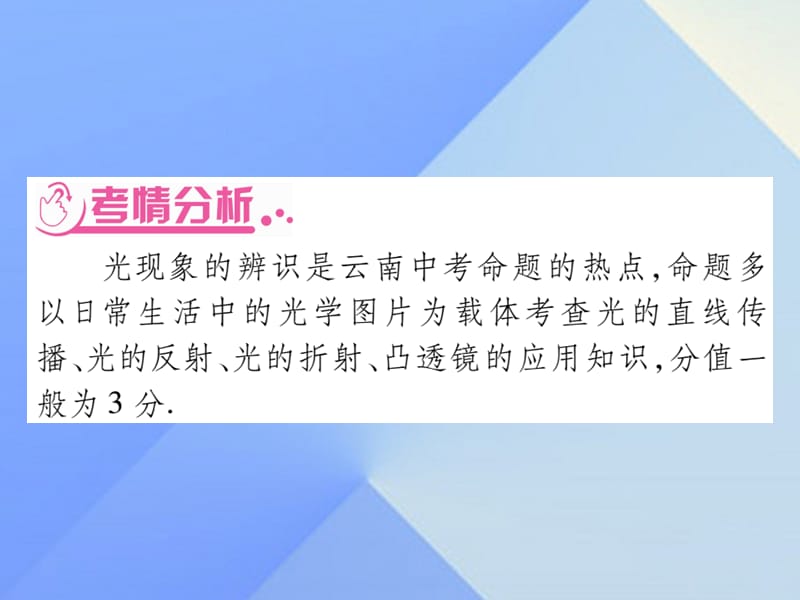 中考物理第二篇热点分类突破专题一光学知识课件.pptx_第1页