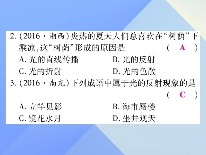 中考物理第二篇热点分类突破专题一光学知识课件.pptx_第3页