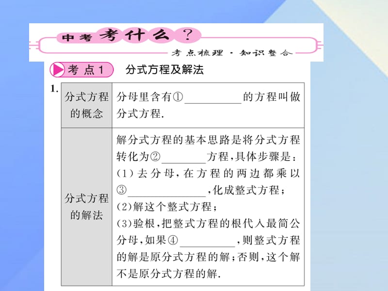 中考数学数与代数第2章方程（组）与一元一次不等式（组）第7节 分式方程及应用课件.pptx_第1页