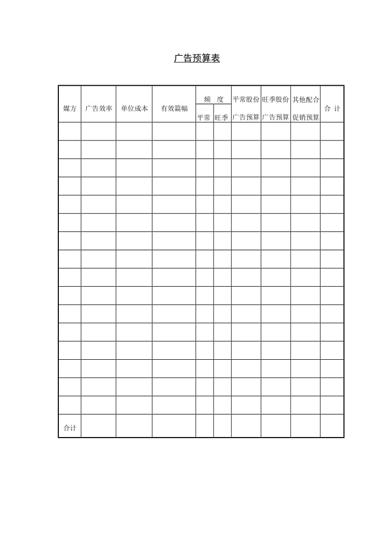 广告预算表word模板.doc_第1页