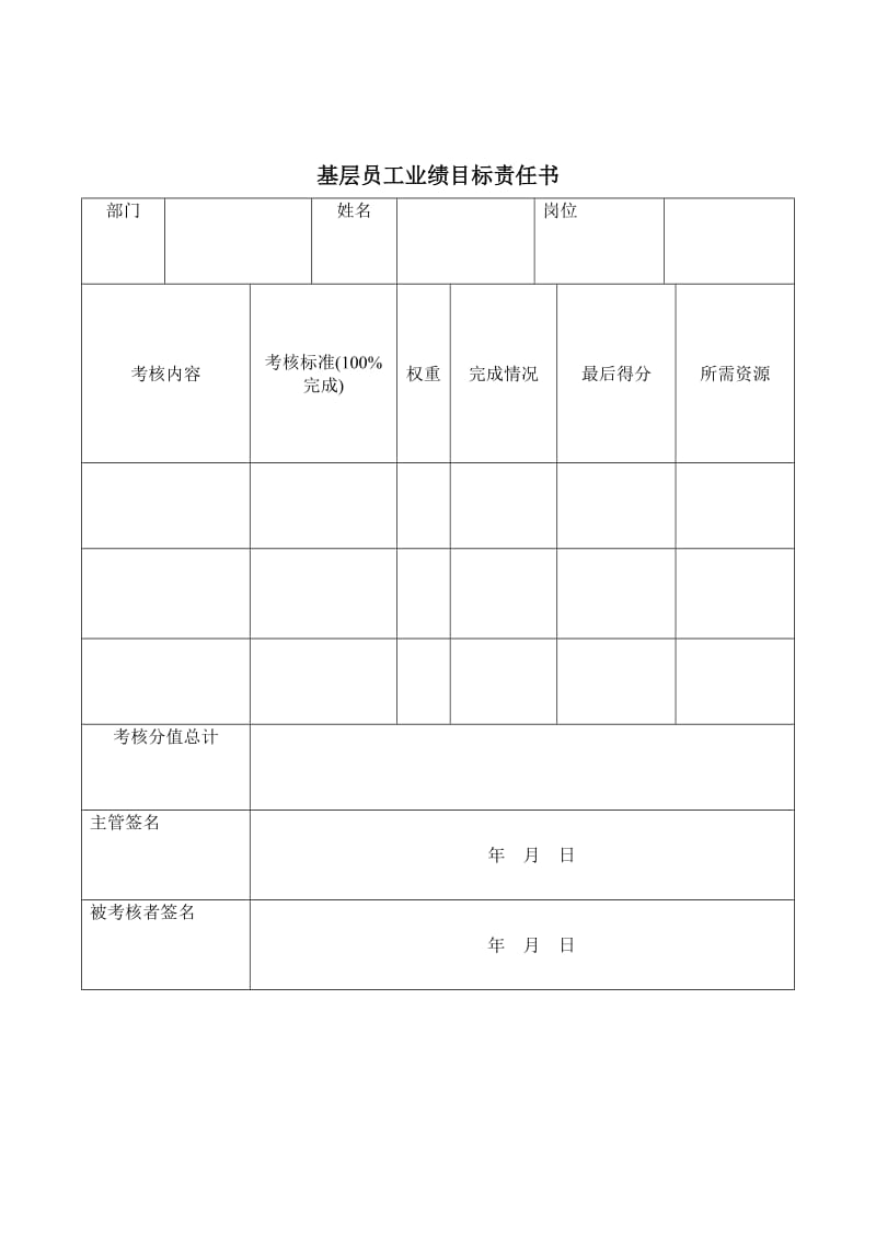 基层员工业绩目标责任书.doc_第1页