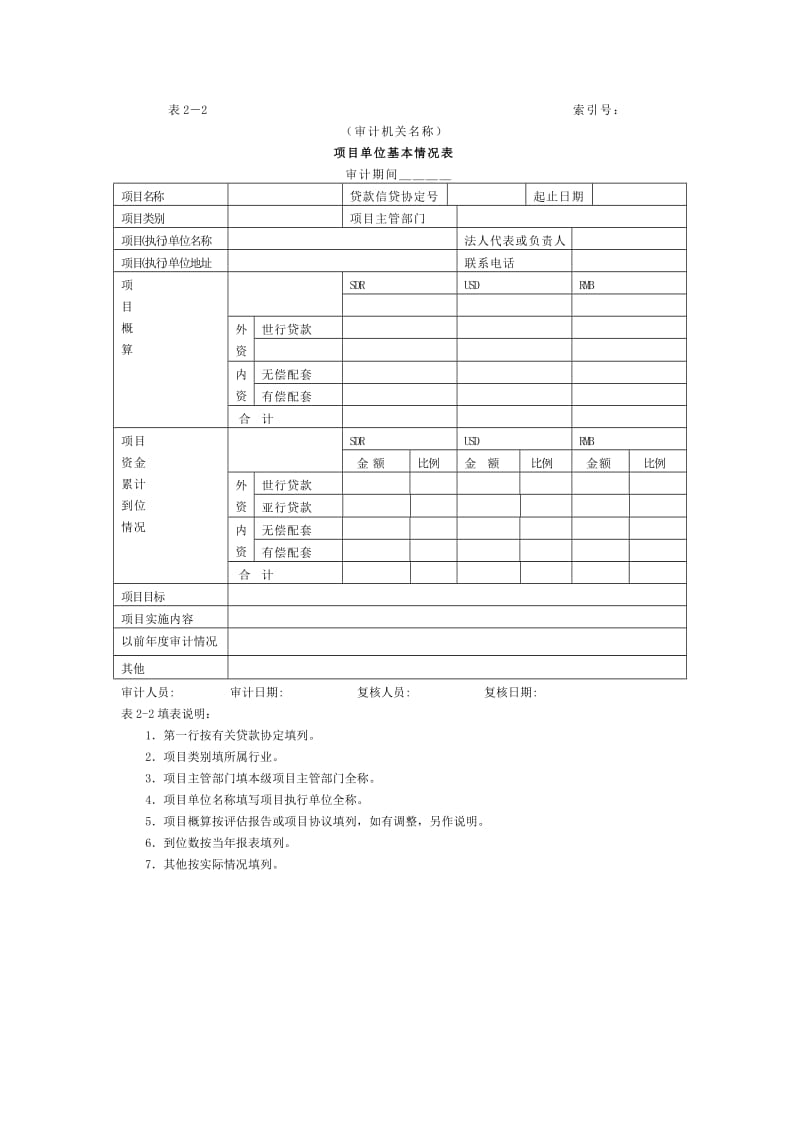 审计准备-项目单位基本情况表.doc_第1页