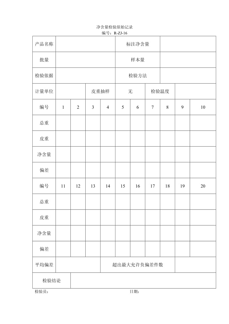 净含量检验原始记录.doc_第1页