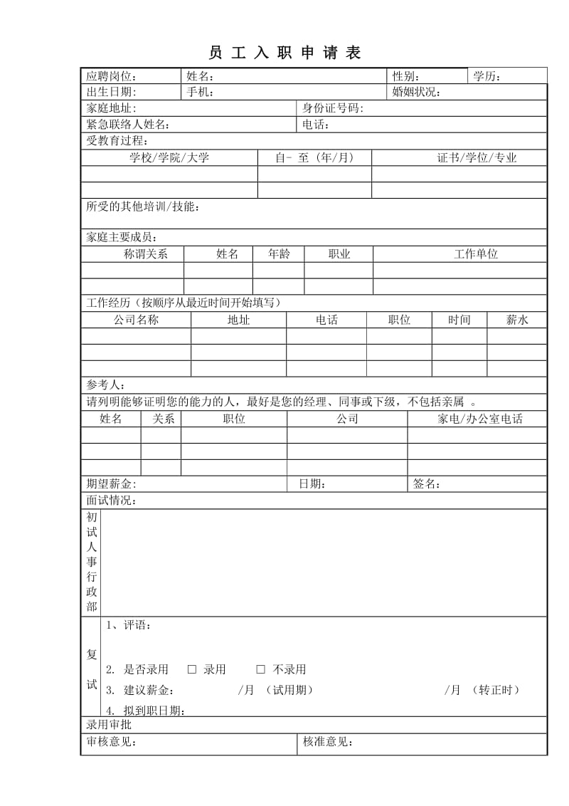 员工入职申请表.doc_第1页