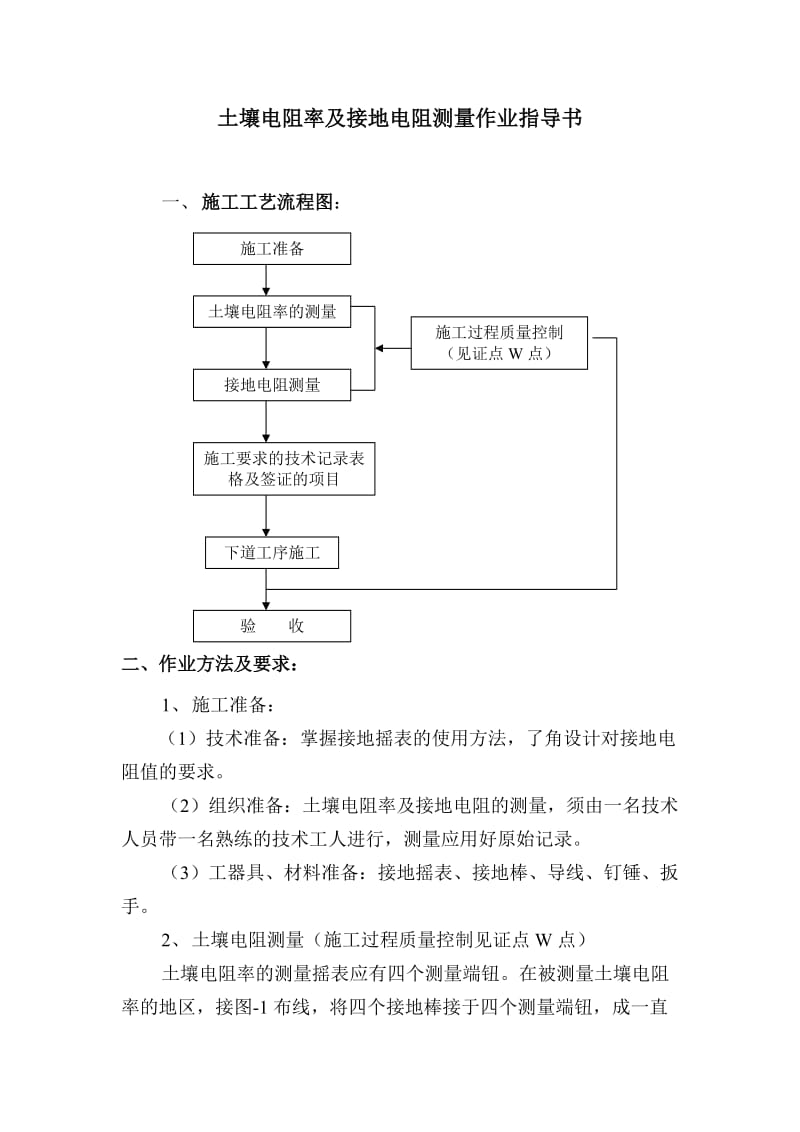 土壤电阻率及接地电阻测量作业指导书.doc_第1页