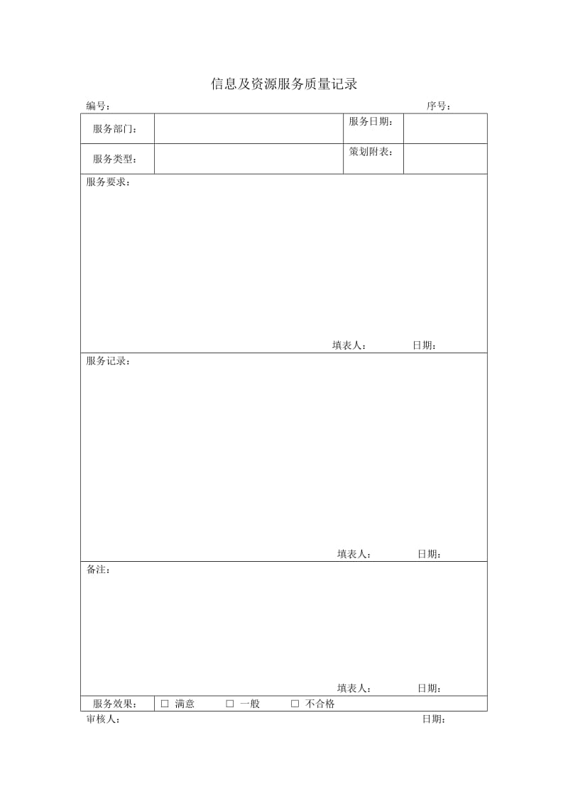 信息及资源服务质量记录（制度范本、doc格式）.doc_第1页