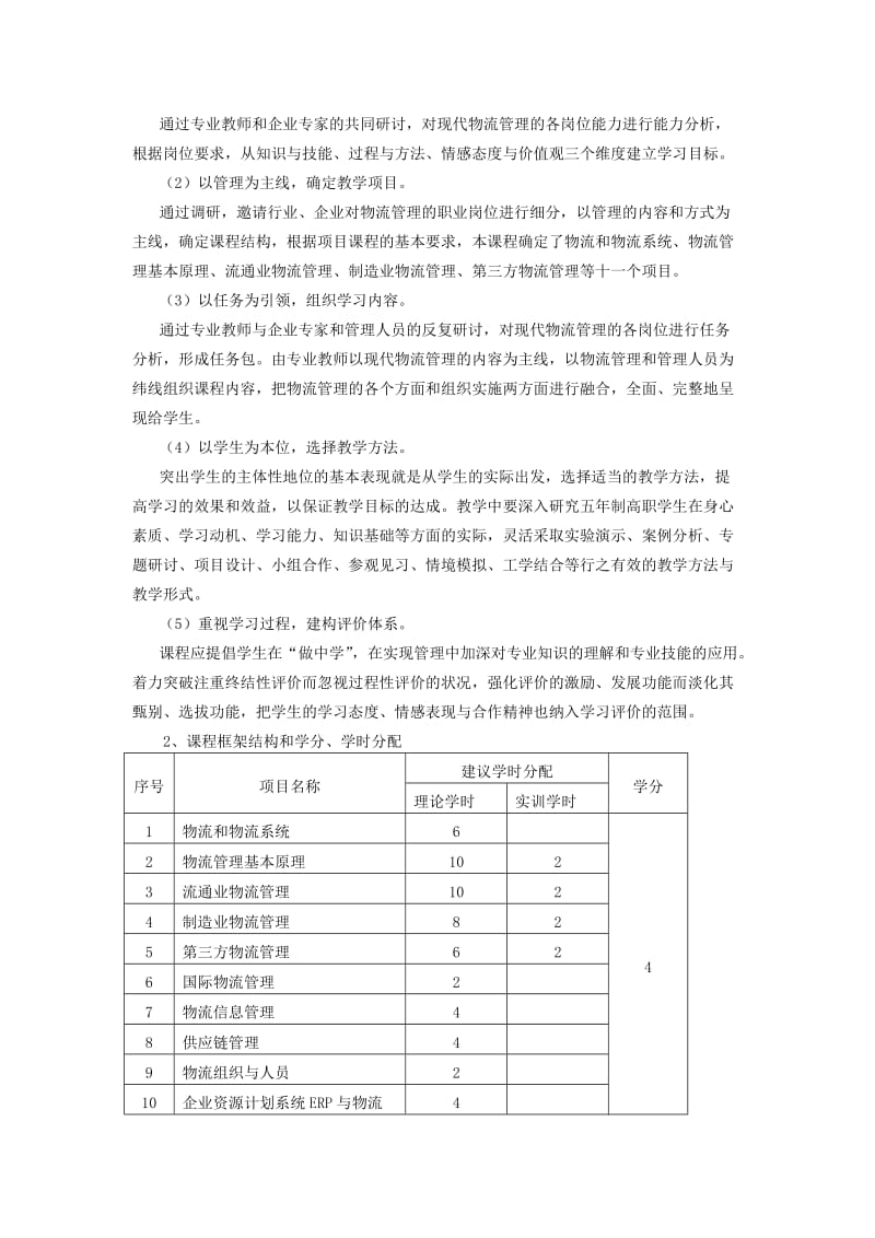 《现代物流管理》课程标准名师制作优质教学资料.doc_第2页