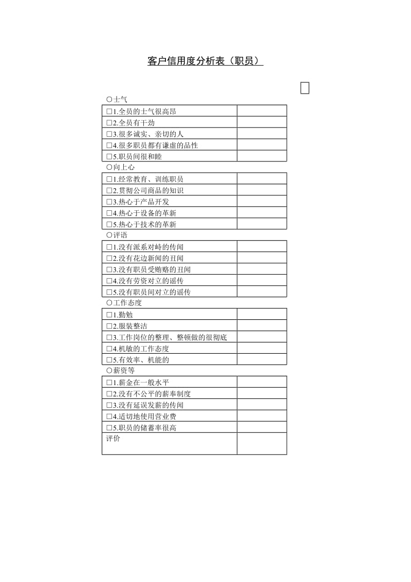 客户信誉度分析表（职员）word模板.doc_第1页