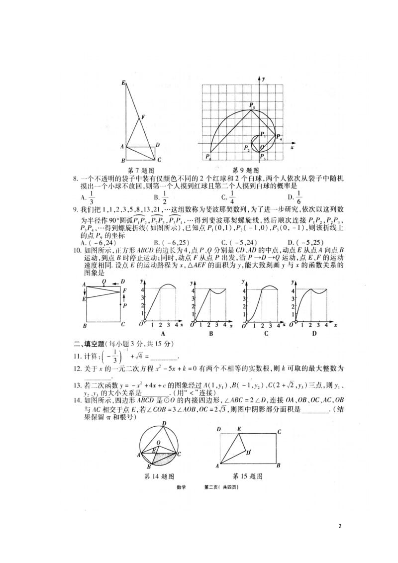 河南省郑州市高新区2018届九年级数学内部摸底试题扫描版20180521330.doc_第2页