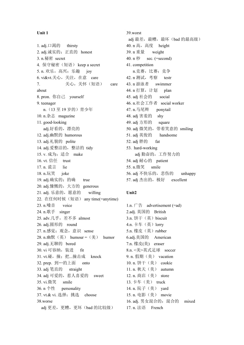 最新苏教版(译林版)八年级英语单词表(上册)优秀名师资料.doc_第1页