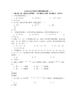 最新山东省泰安市宁阳县中考模拟数学试题(一)优秀名师资料.doc