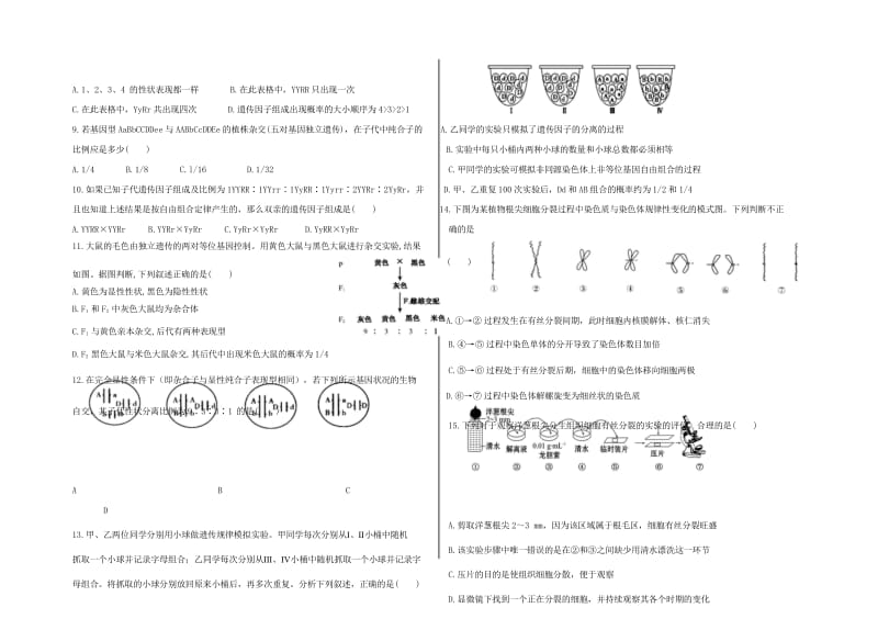 黑龙江省大庆铁人中学2018年高一生物下学期期中试题20180529036.wps_第3页