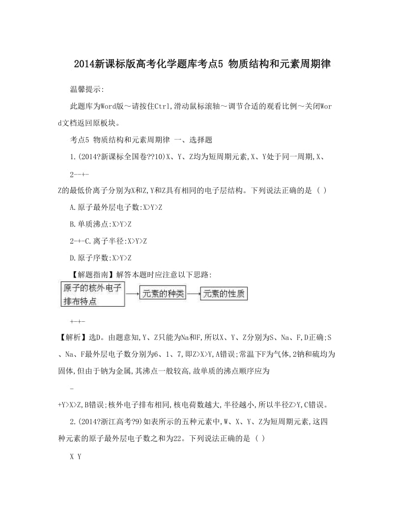 最新新课标版高考化学题库考点5+物质结构和元素周期律优秀名师资料.doc_第1页