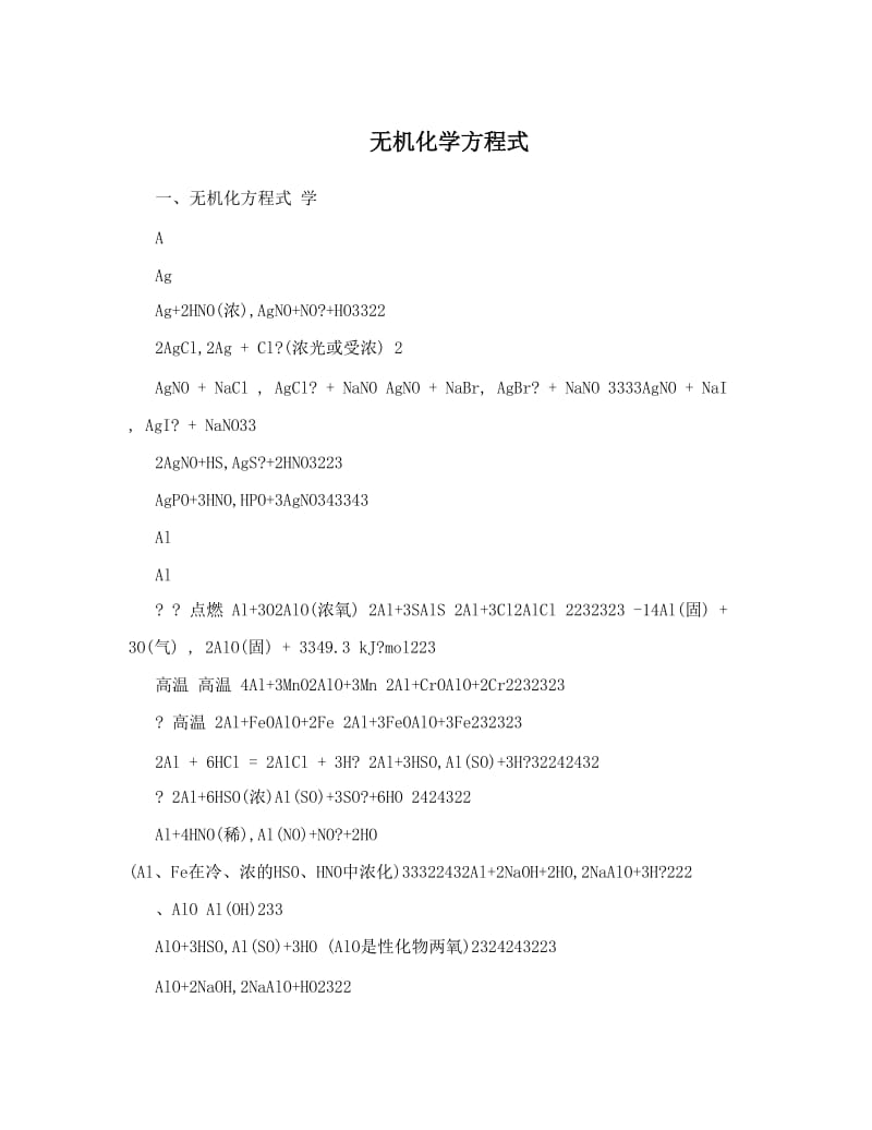 最新无机化学方程式优秀名师资料.doc_第1页