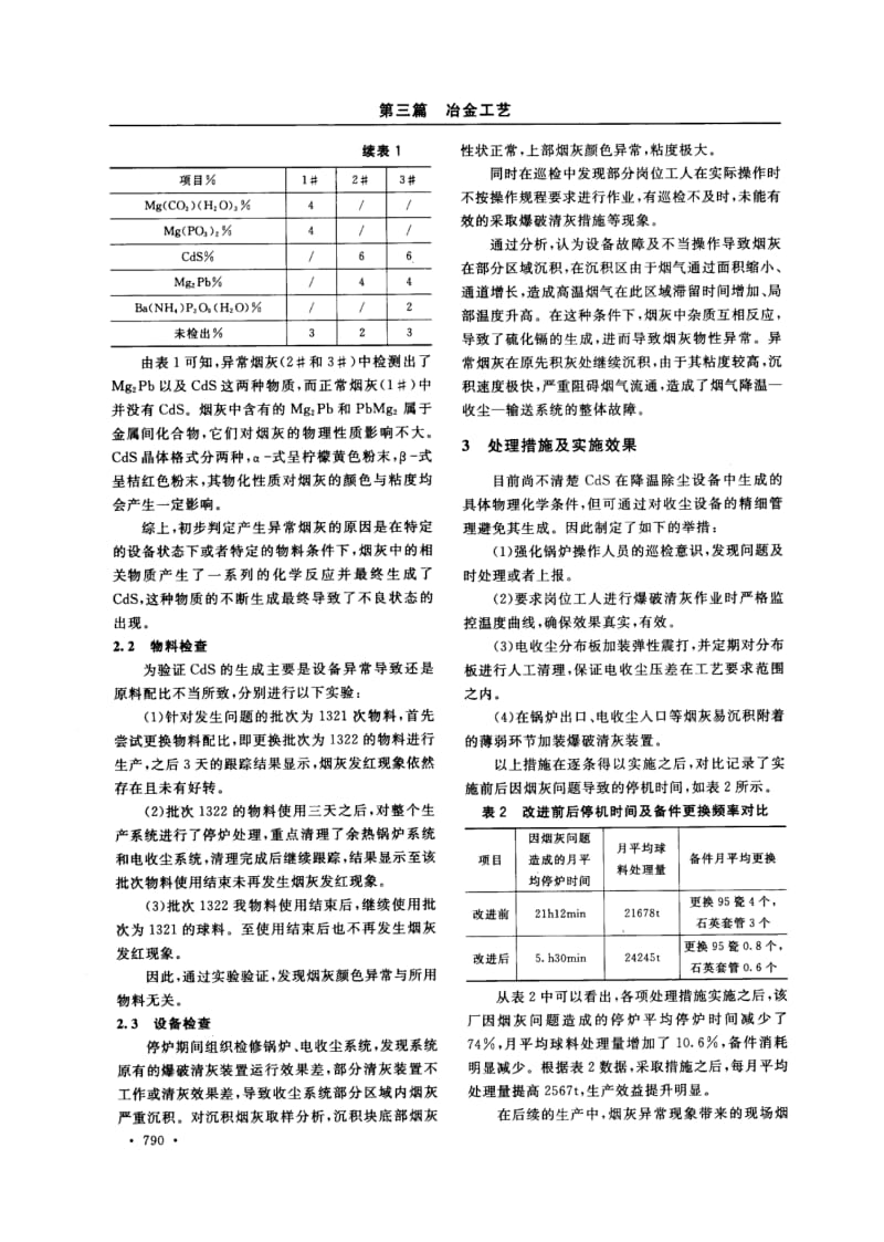 氧气底吹炉炼铅所产烟灰物性异常现象的分析与处理措施.pdf_第2页