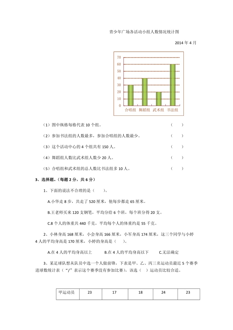 最新苏教版四年级数学上册第四单元统计表和条形统计图试卷优秀名师资料.doc_第2页