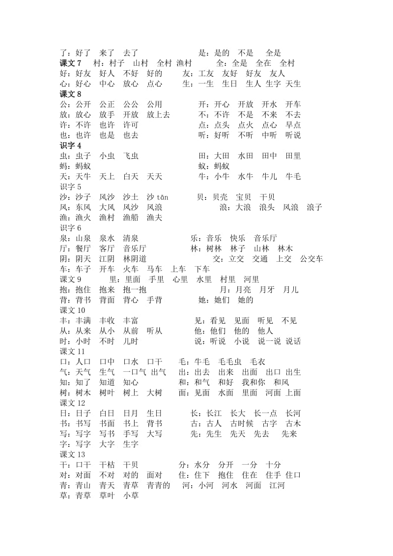 一年级上册生字组词素材-教学文档.doc_第2页