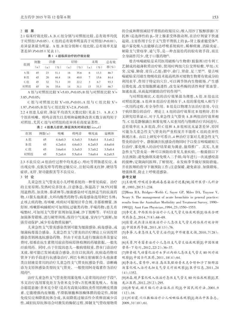 儿童急性支气管炎不同用药方案的疗效分析.pdf_第2页