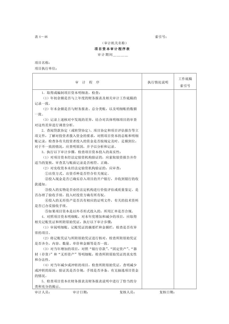 最新11项目资本和项目资本公积-1项目资本审计程序表名师精心制作资料.doc_第1页