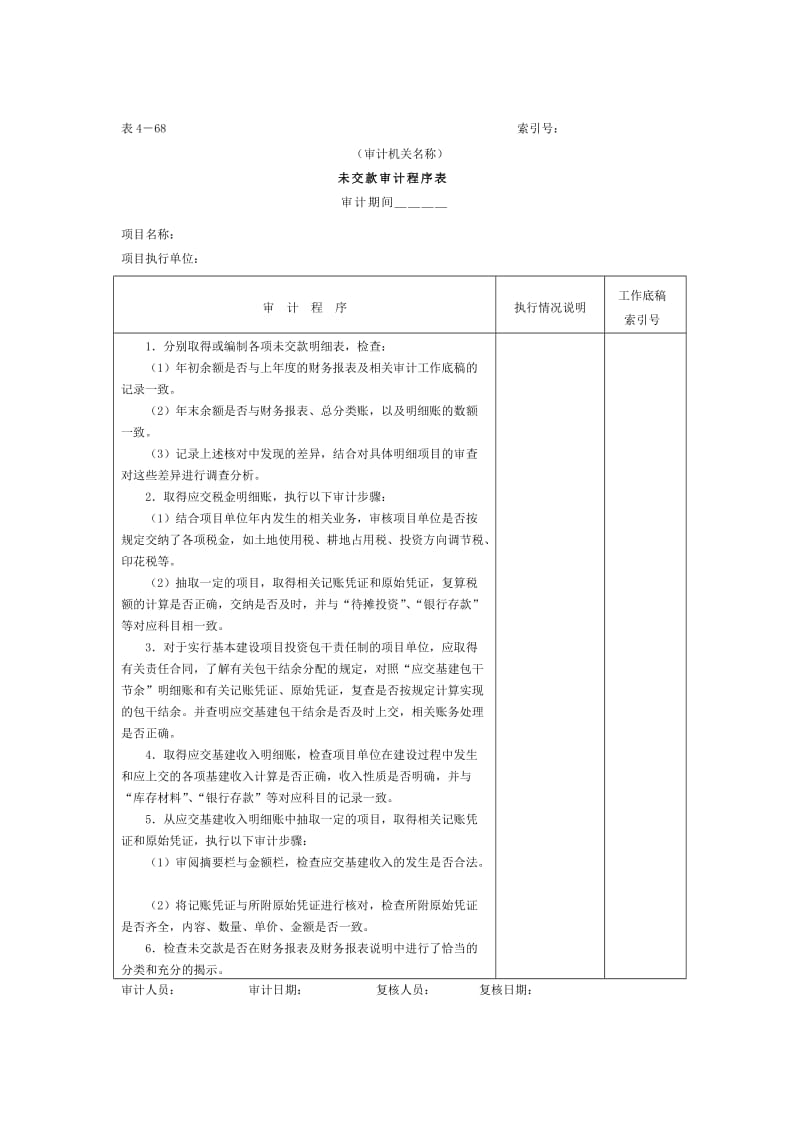 最新17未交款-审计程序表名师精心制作资料.doc_第1页