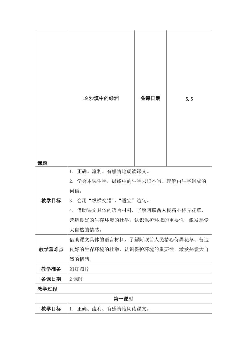 最新19沙漠中的绿洲名师精心制作资料.doc_第1页