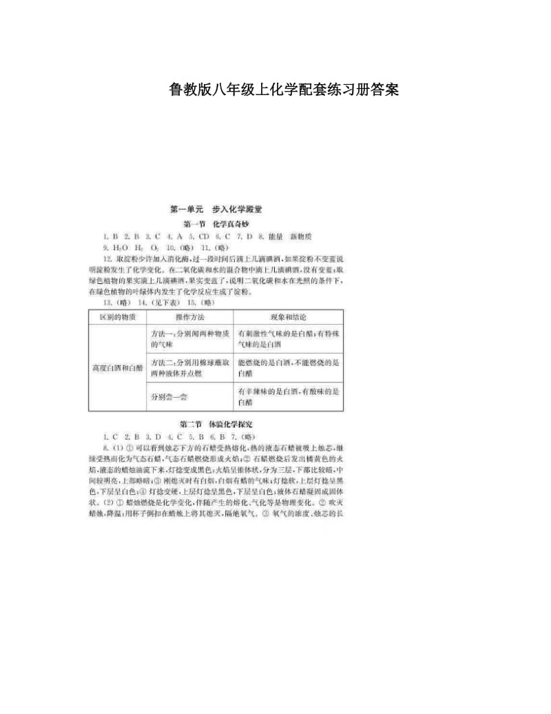 最新鲁教版八年级上化学配套练习册答案优秀名师资料.doc_第1页