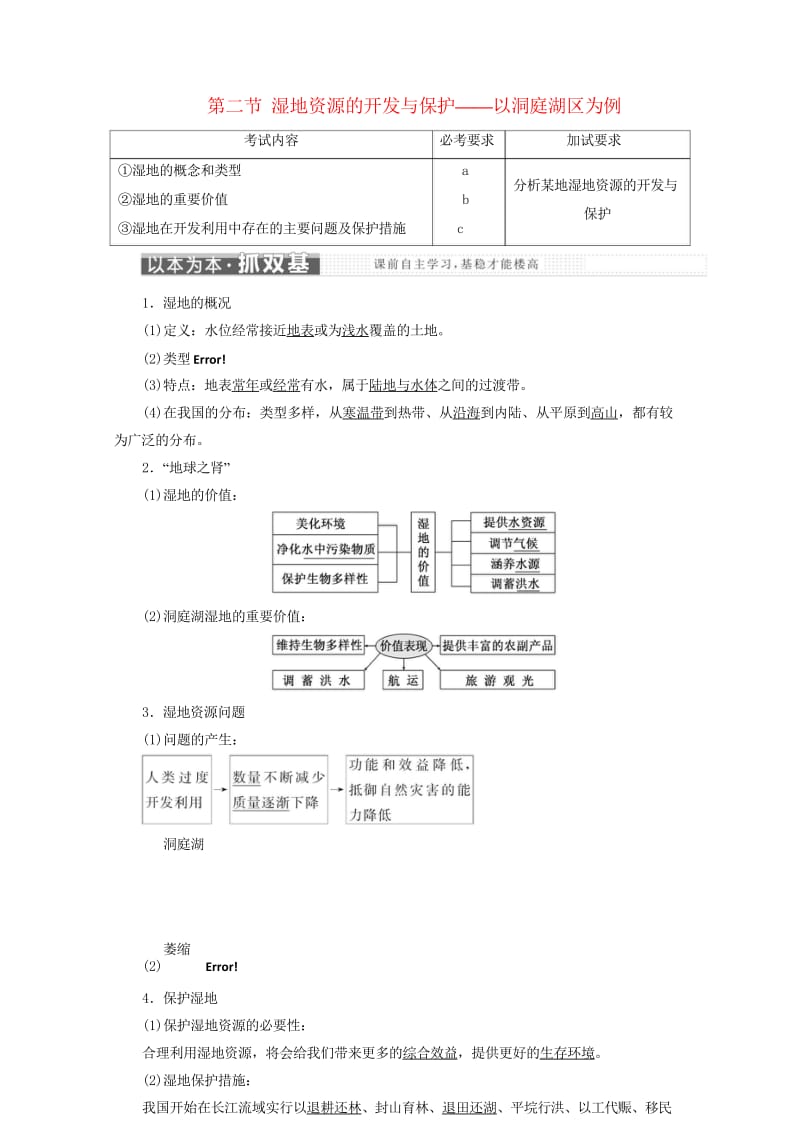 浙江专版2017_2018学年高中地理第二章区域可持续发展第二节湿地资源的开发与保护__以洞庭湖区为.wps_第1页