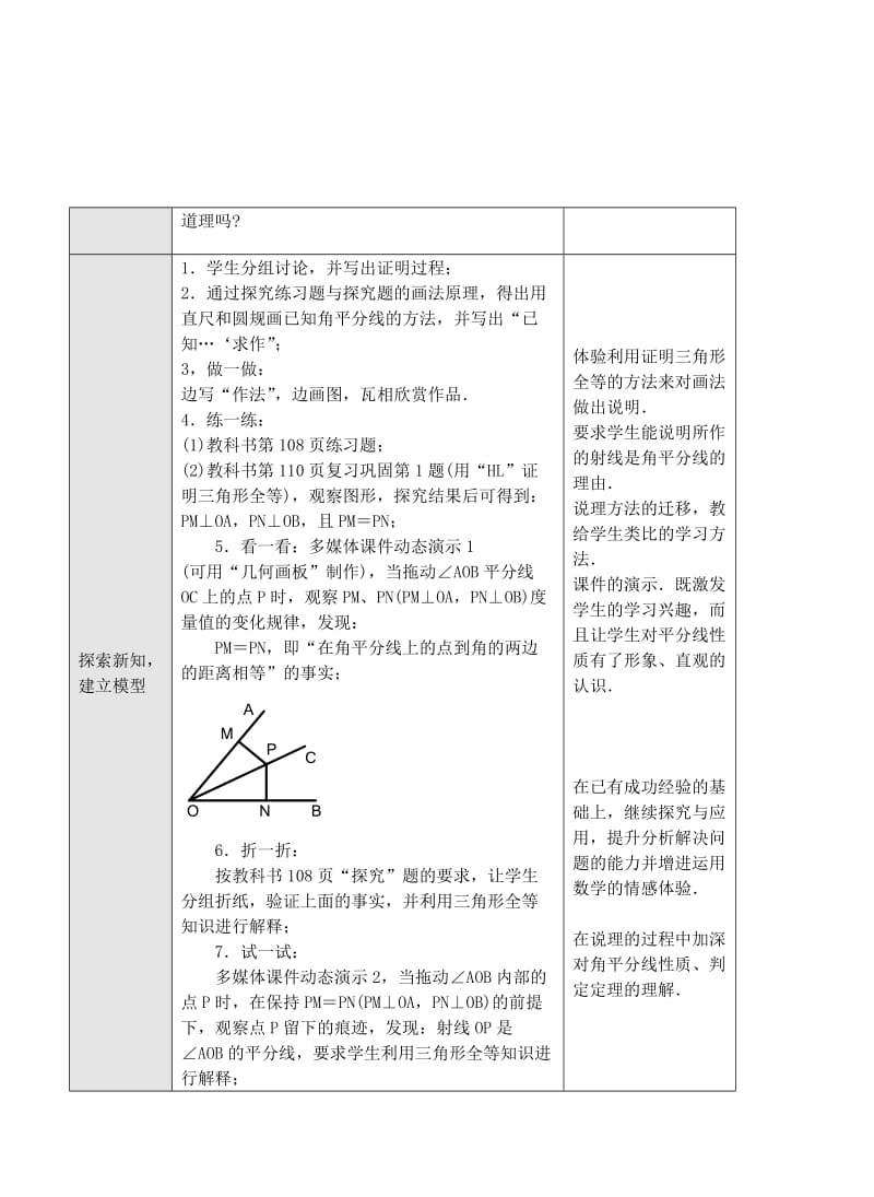 最新13.3 角的平分线的性质 教案(1)名师精心制作资料.doc_第2页