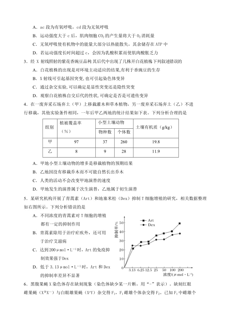 广东省揭阳市2018届高三高考第一次模拟考试理综试卷(有答案).doc_第2页