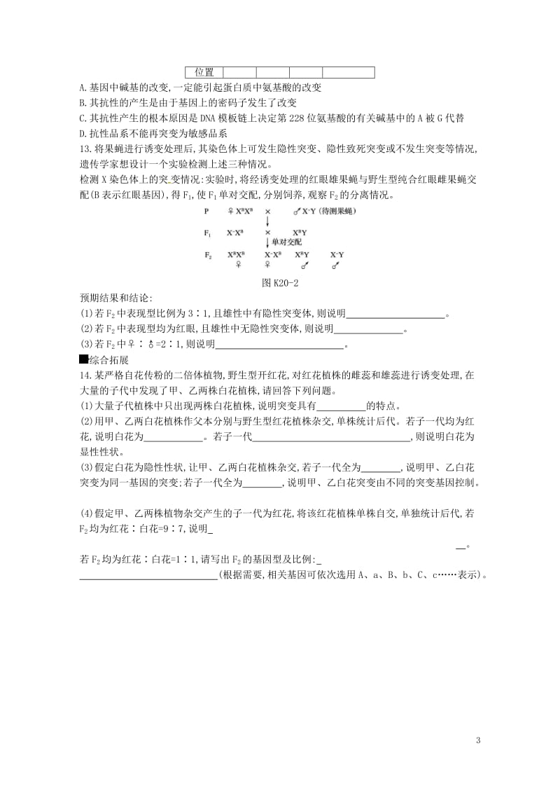 2019届高考生物总复习课时作业20基因突变和基因重组201805173126.doc_第3页