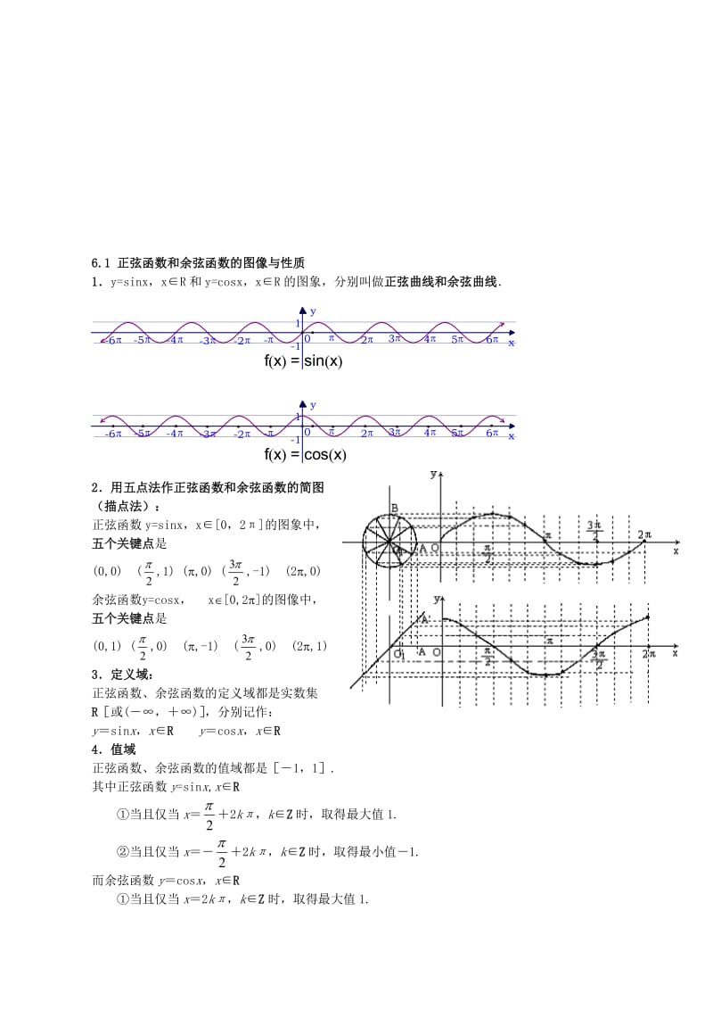 最新6.1_正弦函数和余弦函数的图像与性质名师精心制作资料.doc_第1页