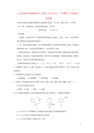 山东省滨州市2018届高三理综化学部分下学期第二次模拟考试试题201805171767.wps