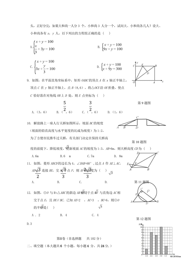 山东省济南市高新区2018届九年级数学下学期第二次模拟考试试题201805143115.wps_第2页