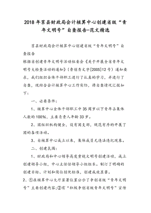 2018年莒县财政局会计核算中心创建省级“青年文明号”自查报告-范文精选.doc