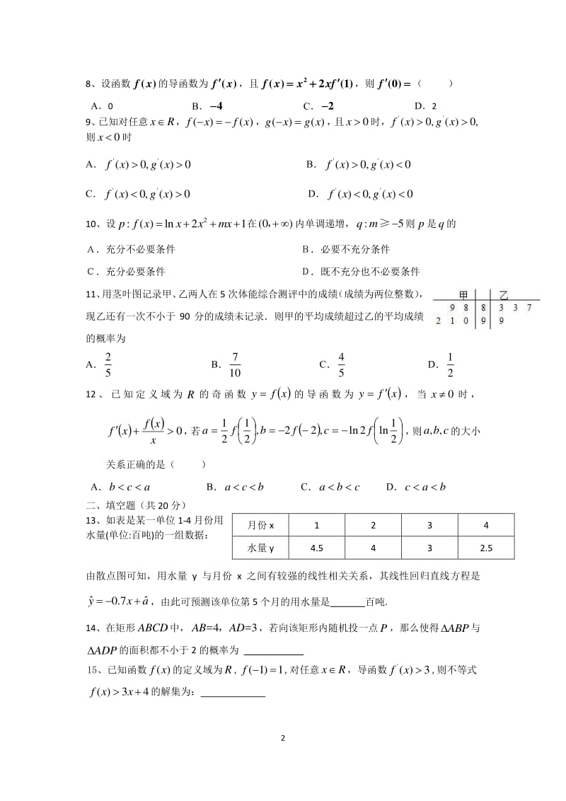 四川省眉山中学2017_2018学年高二数学4月月考试题文2018042811043.pdf_第2页