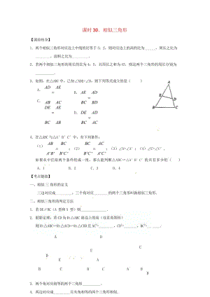 2018年中考数学复习课时30相似三角形导学案无答案20180429150.wps