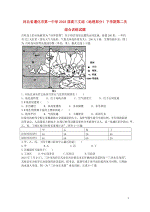 河北省遵化市第一中学2018届高三文综地理部分下学期第二次综合训练试题201805041521.doc