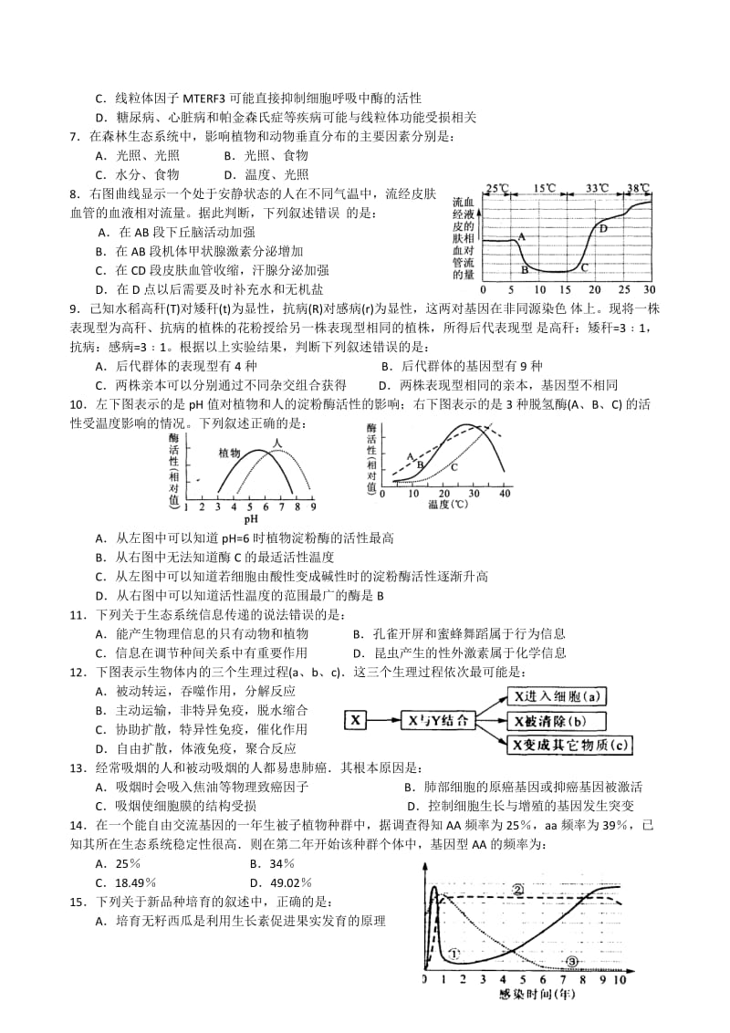 最新广州市高考冲刺生物模拟测试（一）名师精心制作教学资料.doc_第2页