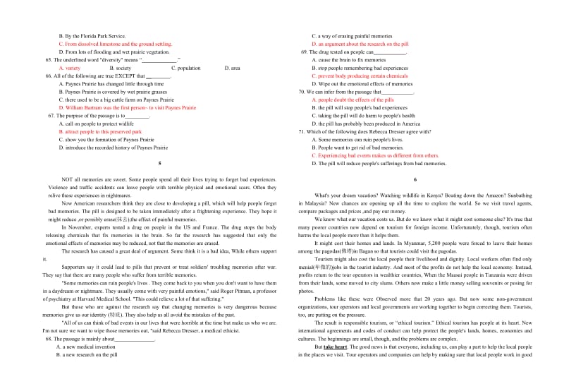 最新高中英语阅读理解题12篇及答案名师精心制作教学资料.doc_第3页