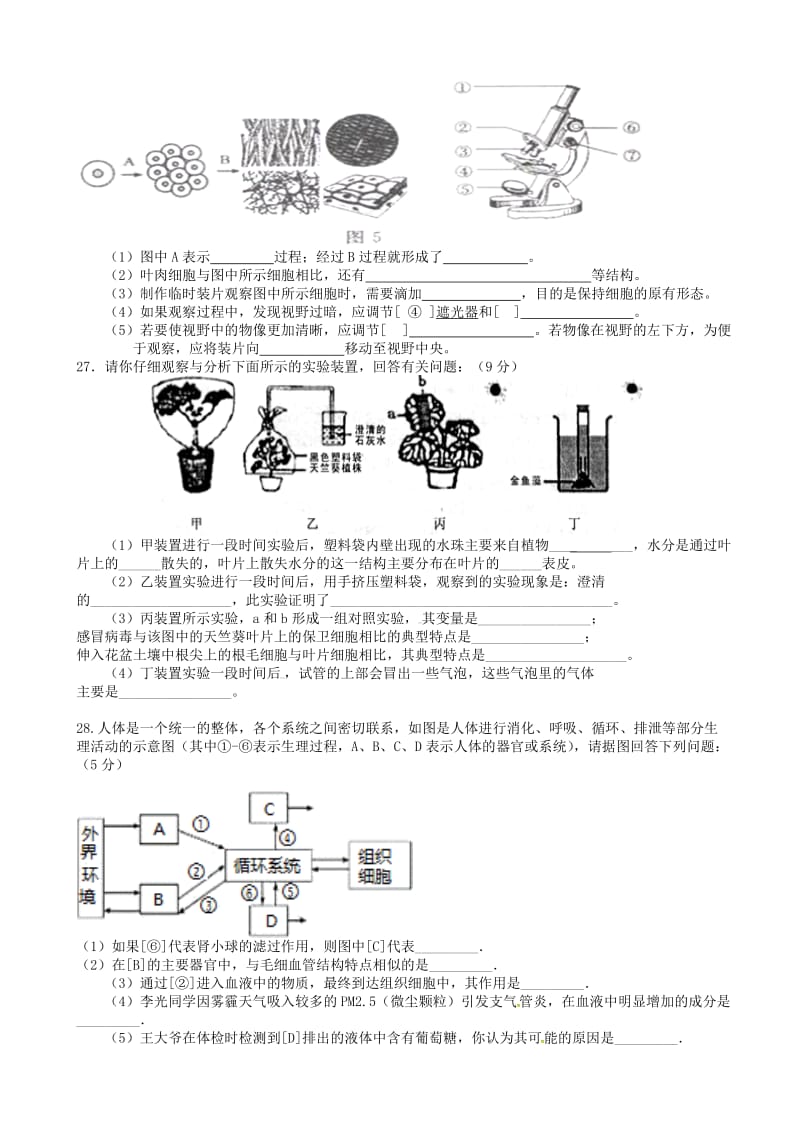 最新山东省滨州博兴县2017届九年级生物学业水平模拟试题.doc_第3页