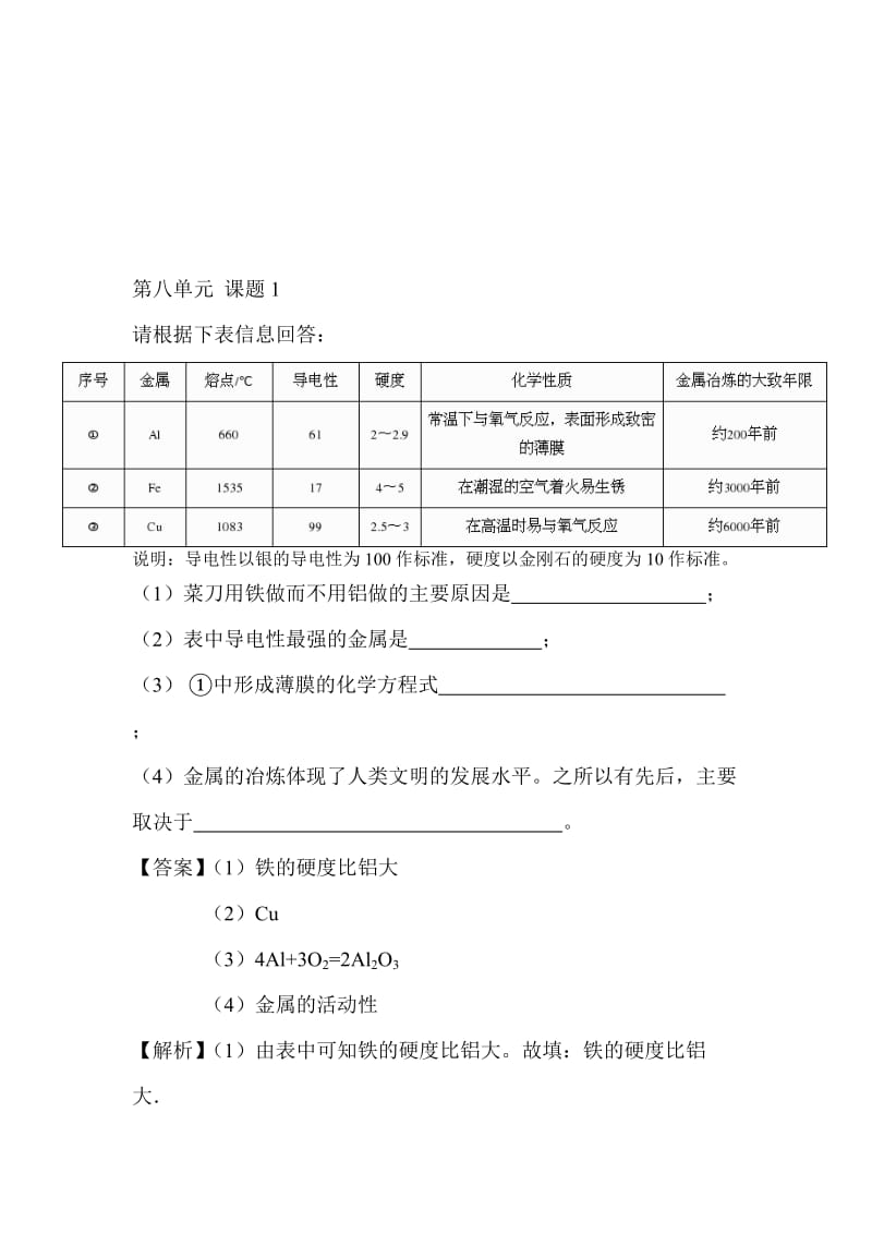 人教版初中化学九年级八－十二单元课堂同步试题名师制作精品教学资料.doc_第1页