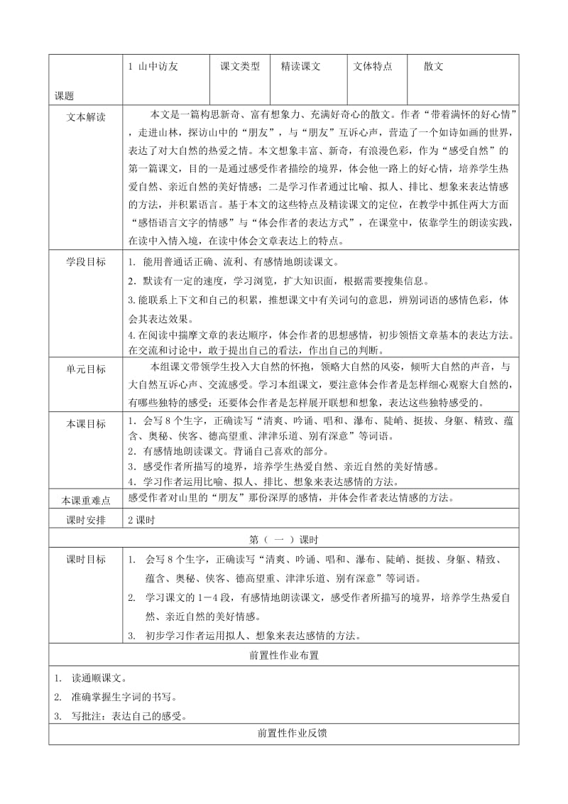 人教版小学六年级上册语文《山中访友》教案　名师制作精品教学课件.doc_第1页