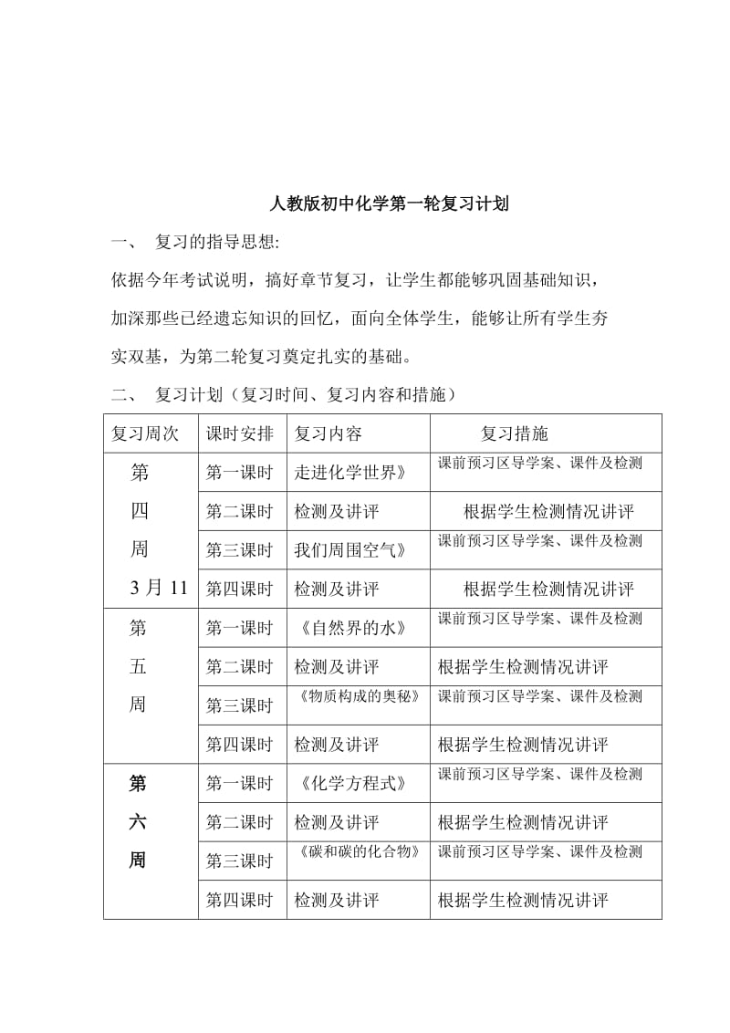 人教版初中化学第一轮复习计划名师制作精品教学课件.doc_第1页