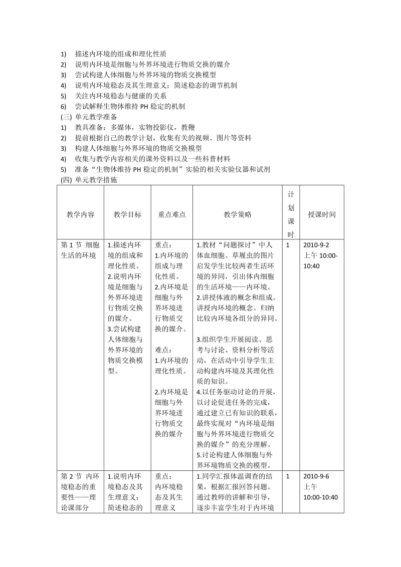 黄欢-《人体的内环境与稳态》单元教学计划汇编.doc_第2页