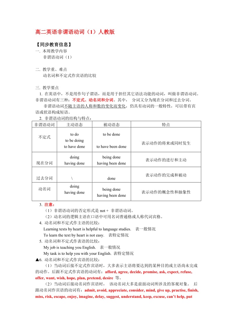 高二英语非谓语动词(1)人教版知识精讲合集.doc_第1页