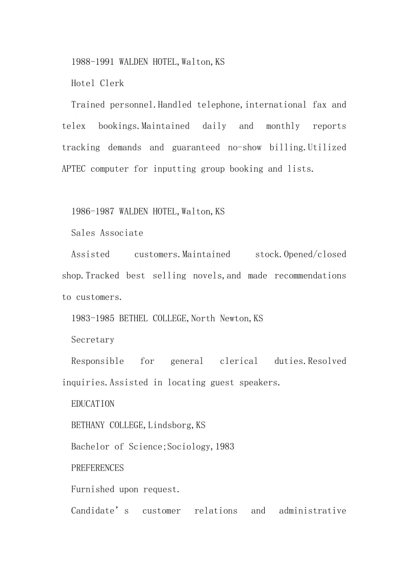 酒店文职人员英文简历.doc_第2页