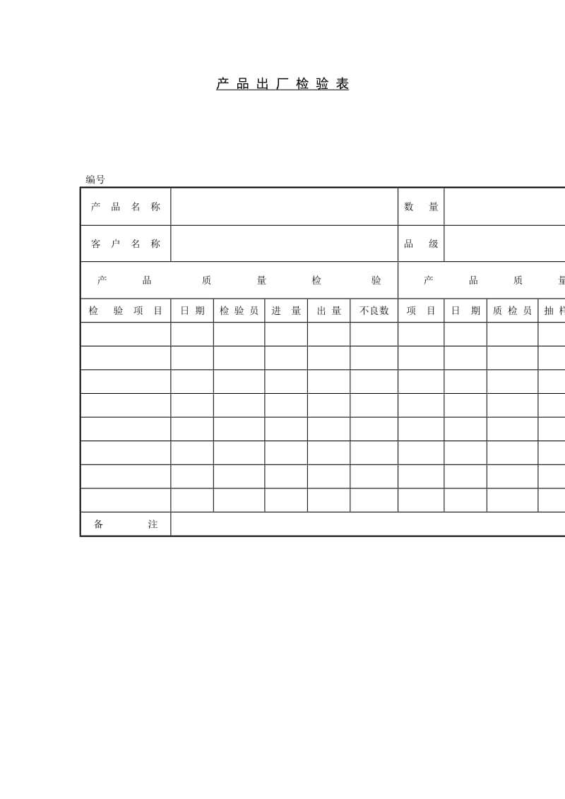 产品出厂检验表格式.doc_第1页