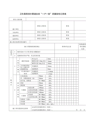 卫生器具排水管道安装一户一验质量验收记录表（表格模板、doc格式）.doc