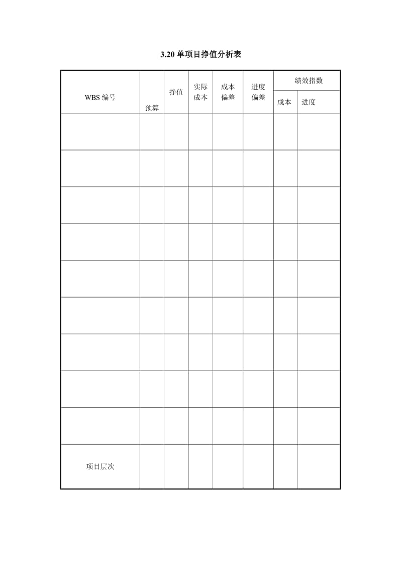 单项目挣值分析表格式.doc_第1页